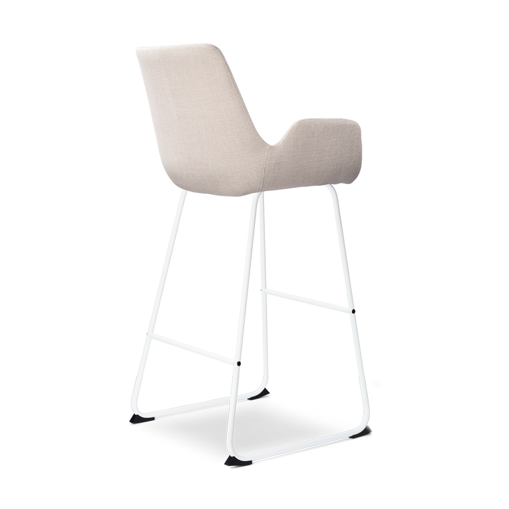 Nino-Eef barkruk beige - wit onderstel - 75 cm