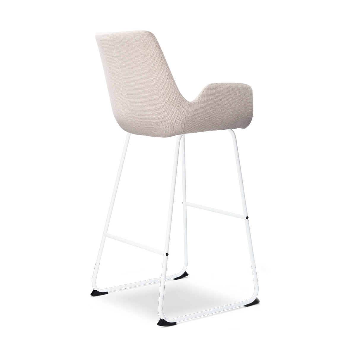 Nino-Eef barkruk beige - wit onderstel - 75 cm