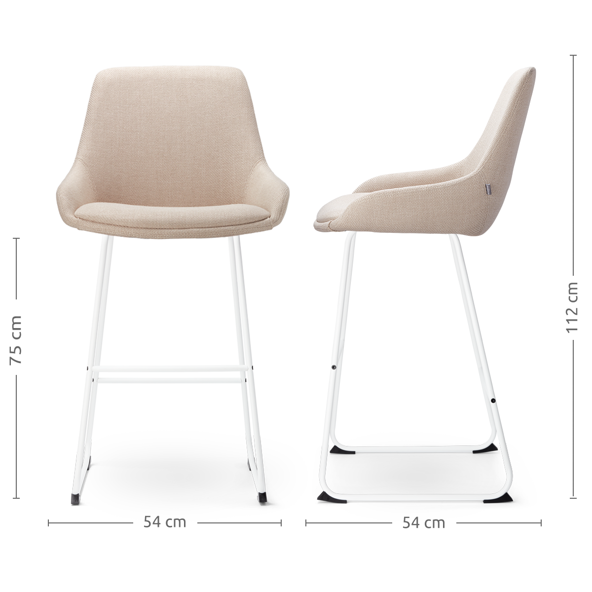 Nino-Isa barkruk beige - wit onderstel - 75 cm
