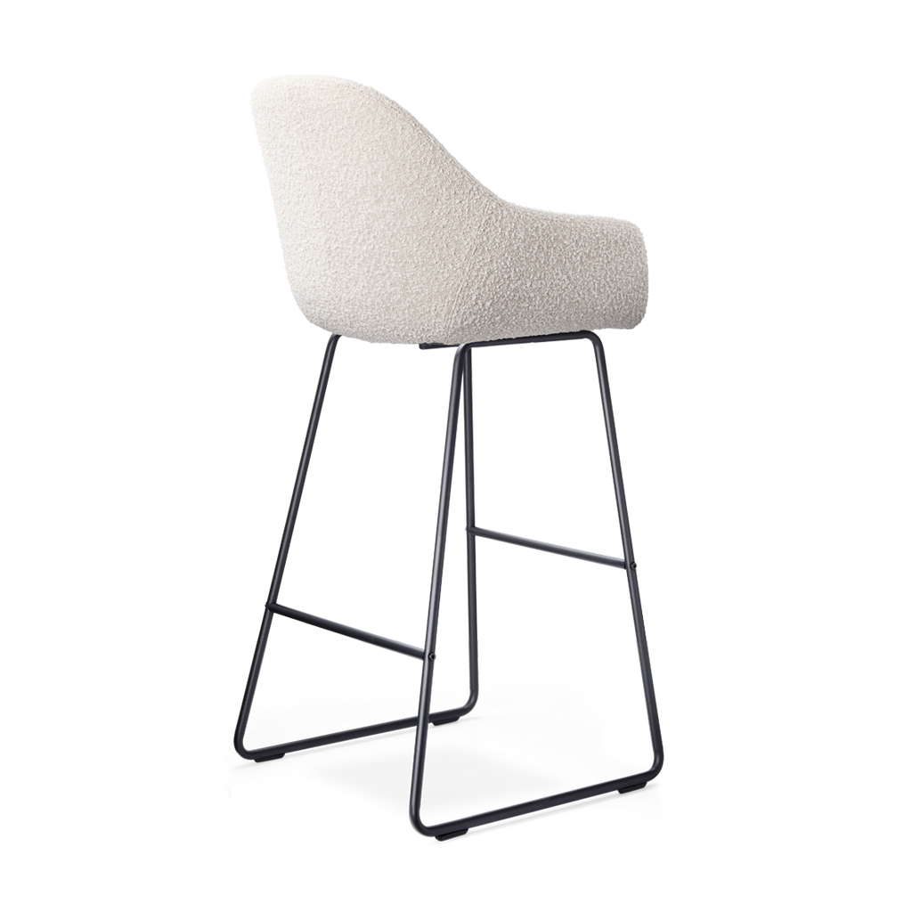 Nino-Mae barkruk bouclé beige - zwart onderstel - 75 cm