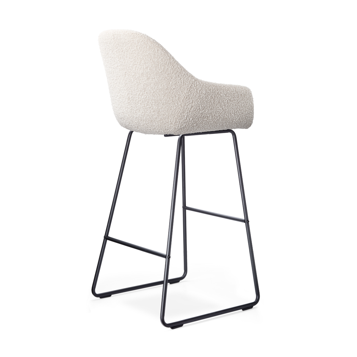 Nino-Mae barkruk bouclé beige - zwart onderstel - 75 cm