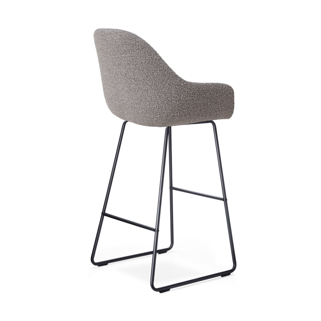 Nino-Mae barkruk bouclé taupe - zwart onderstel - 75 cm