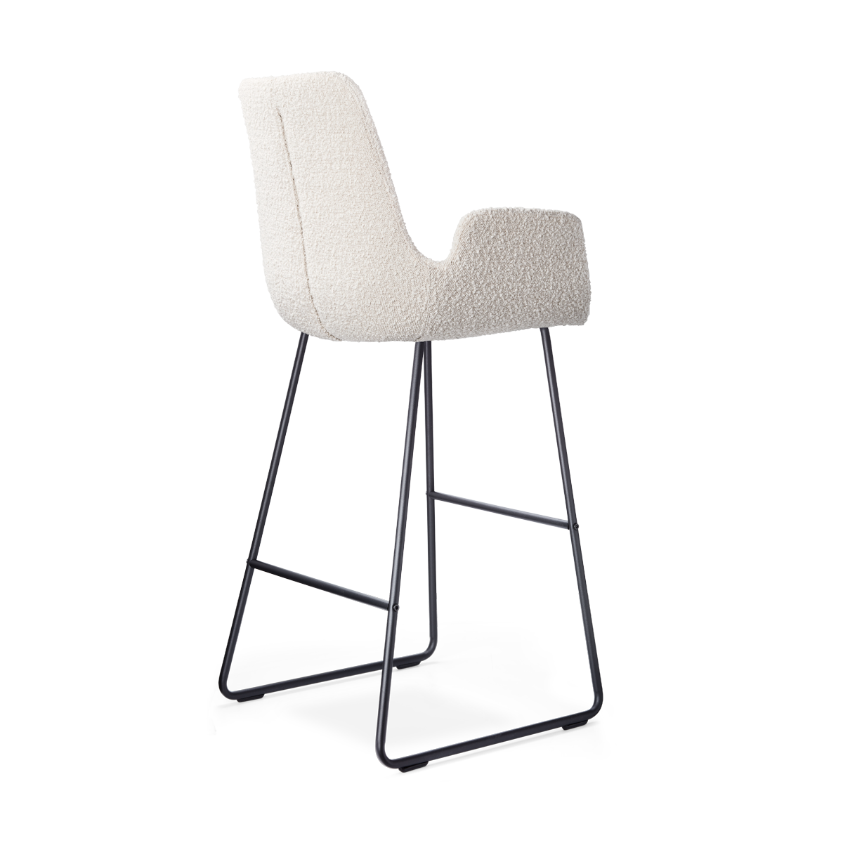 Nino-Eef barkruk bouclé beige - zwart onderstel - 75 cm