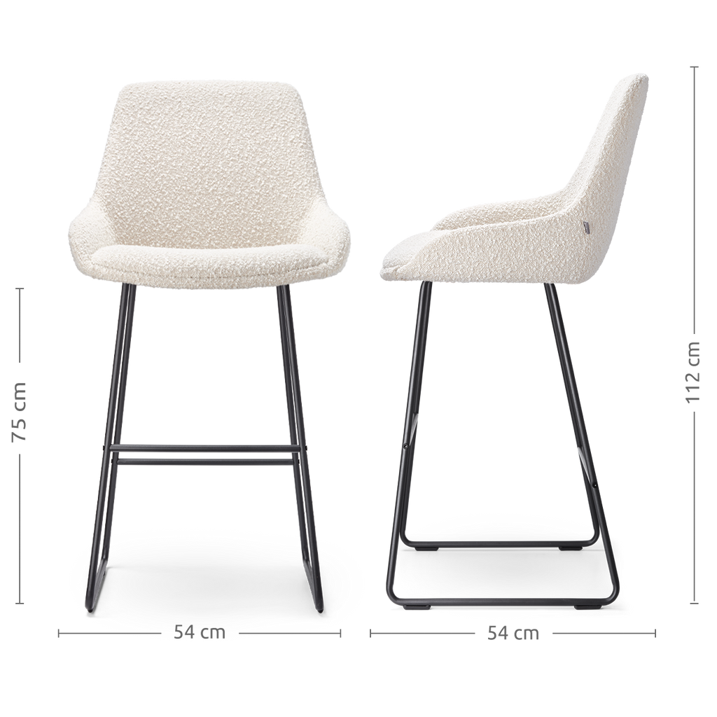 Nino-Isa barkruk bouclé beige - zwart onderstel - 75 cm