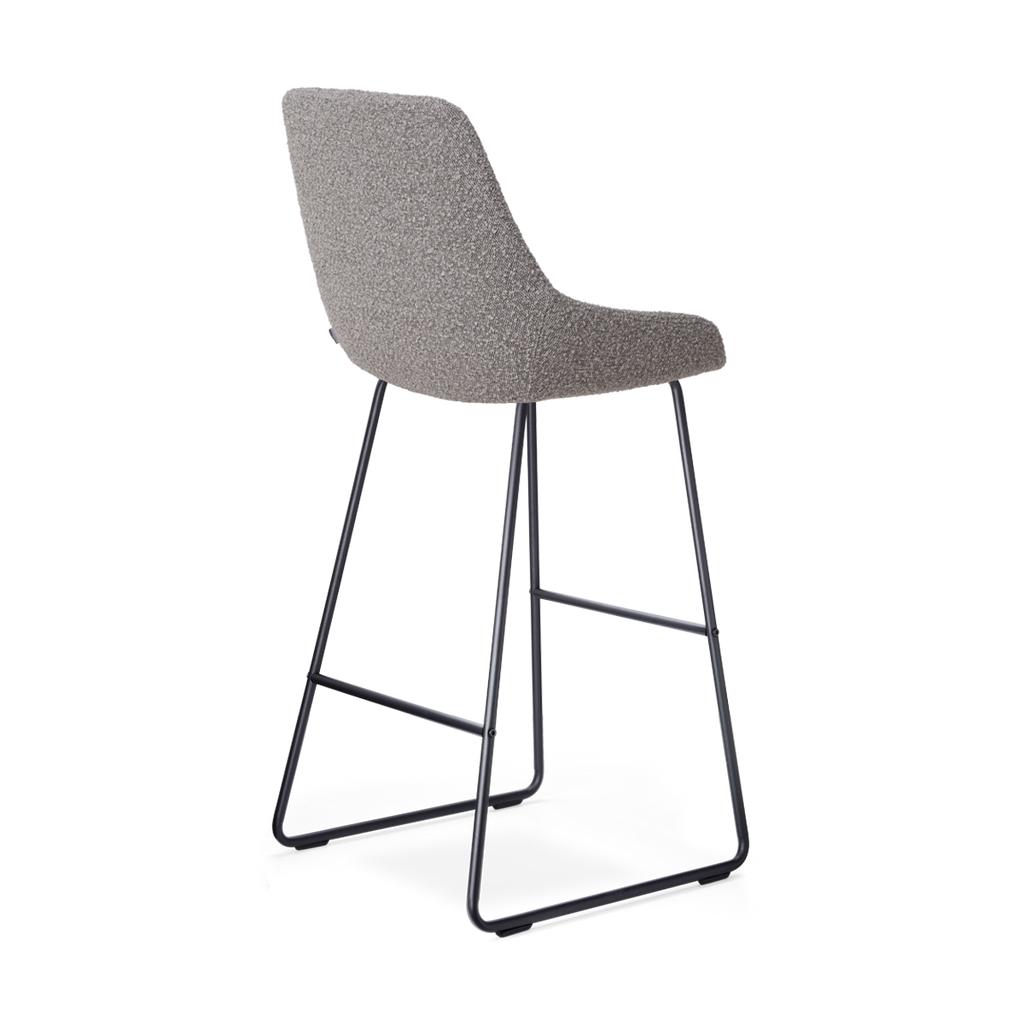 Nino-Isa barkruk bouclé taupe - zwart onderstel - 75 cm