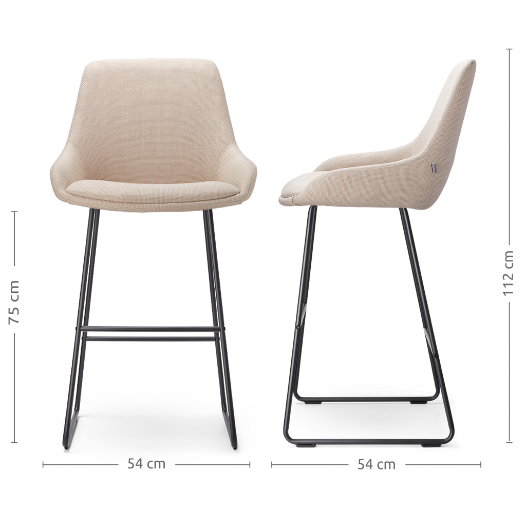 Nino-Isa barkruk beige - zwart onderstel - 75 cm