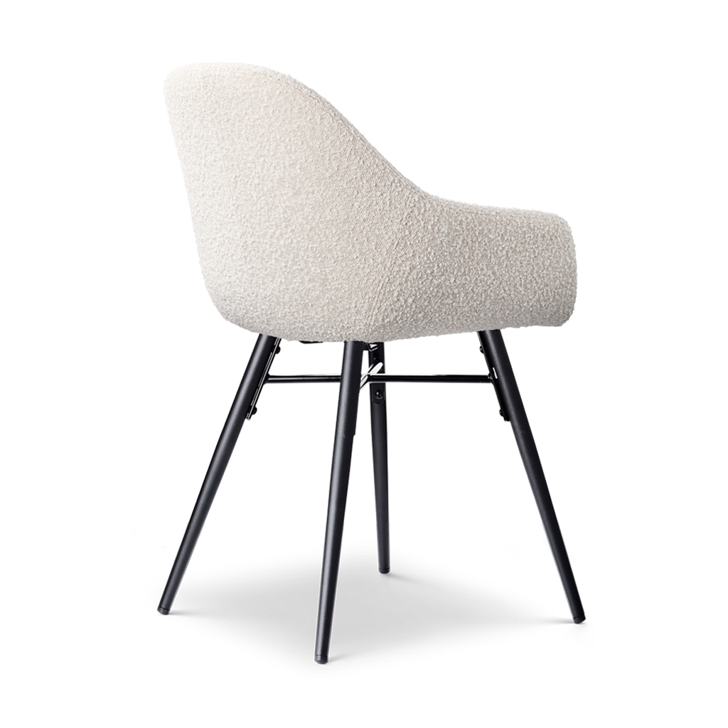Nena-Mae eetkamerstoel bouclé beige - zwart houten onderstel