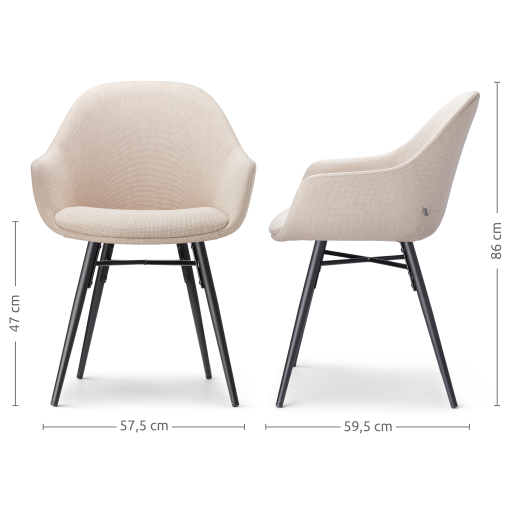 Nena-Mae eetkamerstoel beige - zwart houten onderstel