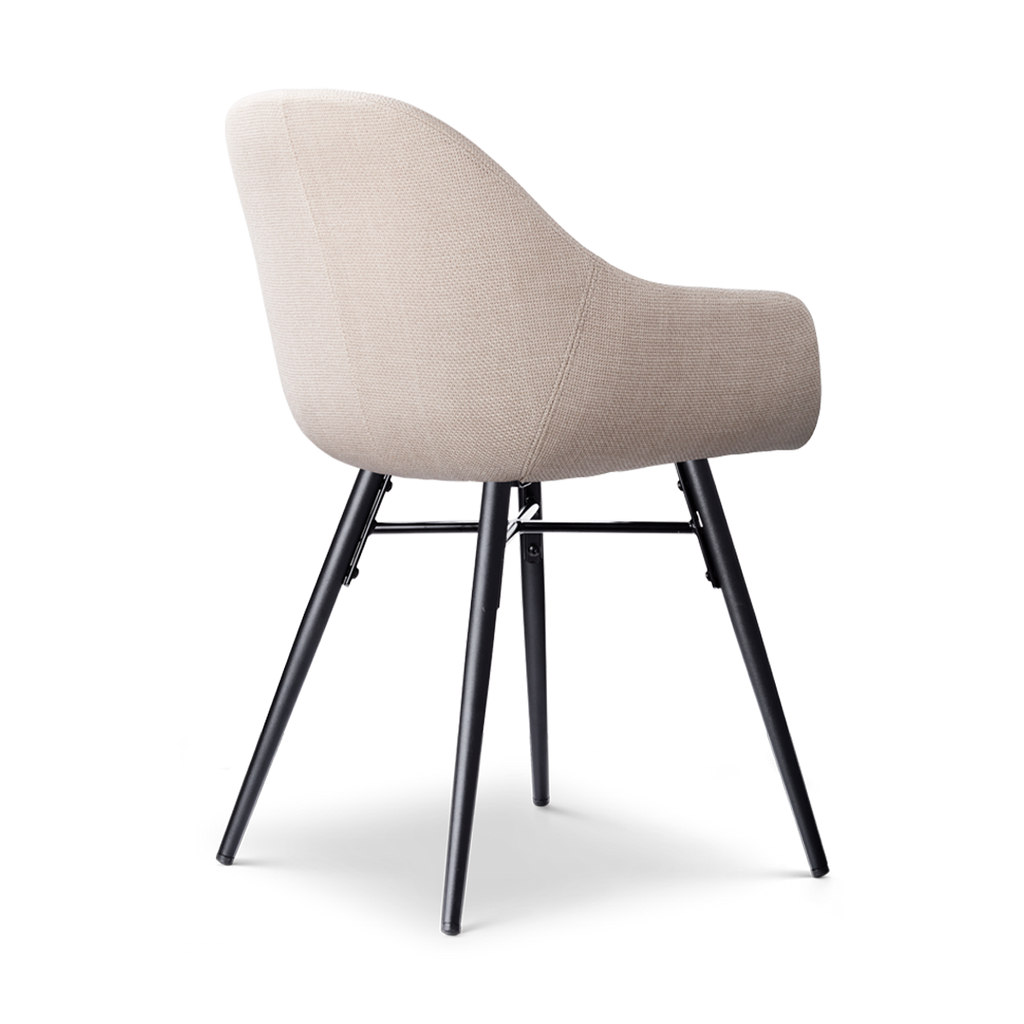 Nena-Mae eetkamerstoel beige - zwart houten onderstel
