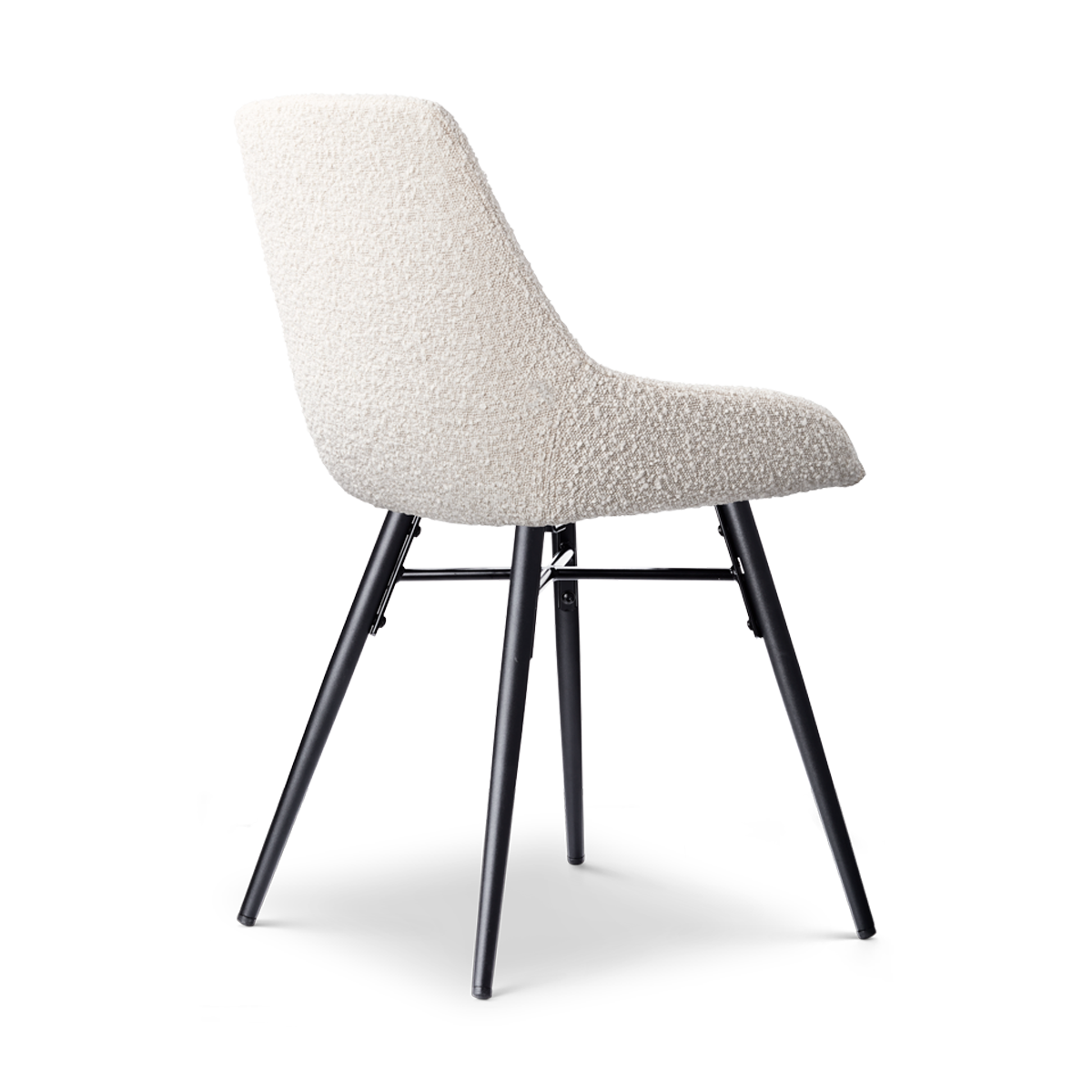 Nena-Isa eetkamerstoel bouclé beige - zwart houten onderstel
