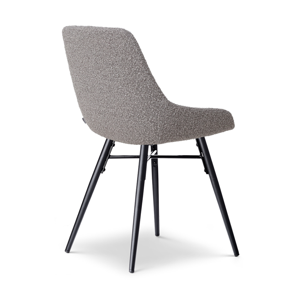 Nena-Isa eetkamerstoel bouclé taupe - zwart houten onderstel