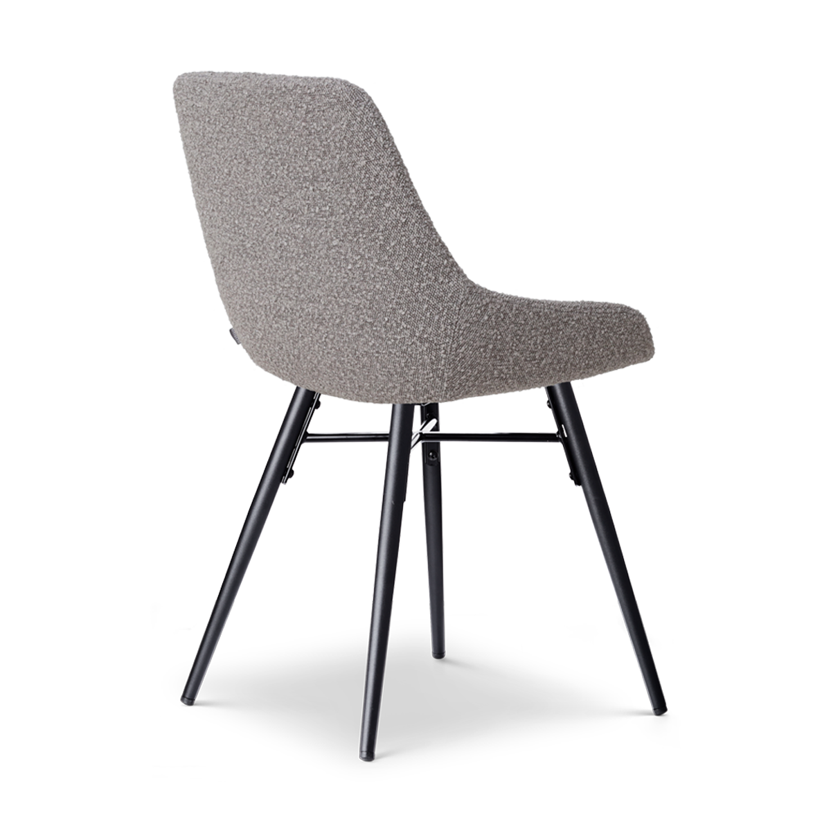 Nena-Isa eetkamerstoel bouclé taupe - zwart houten onderstel