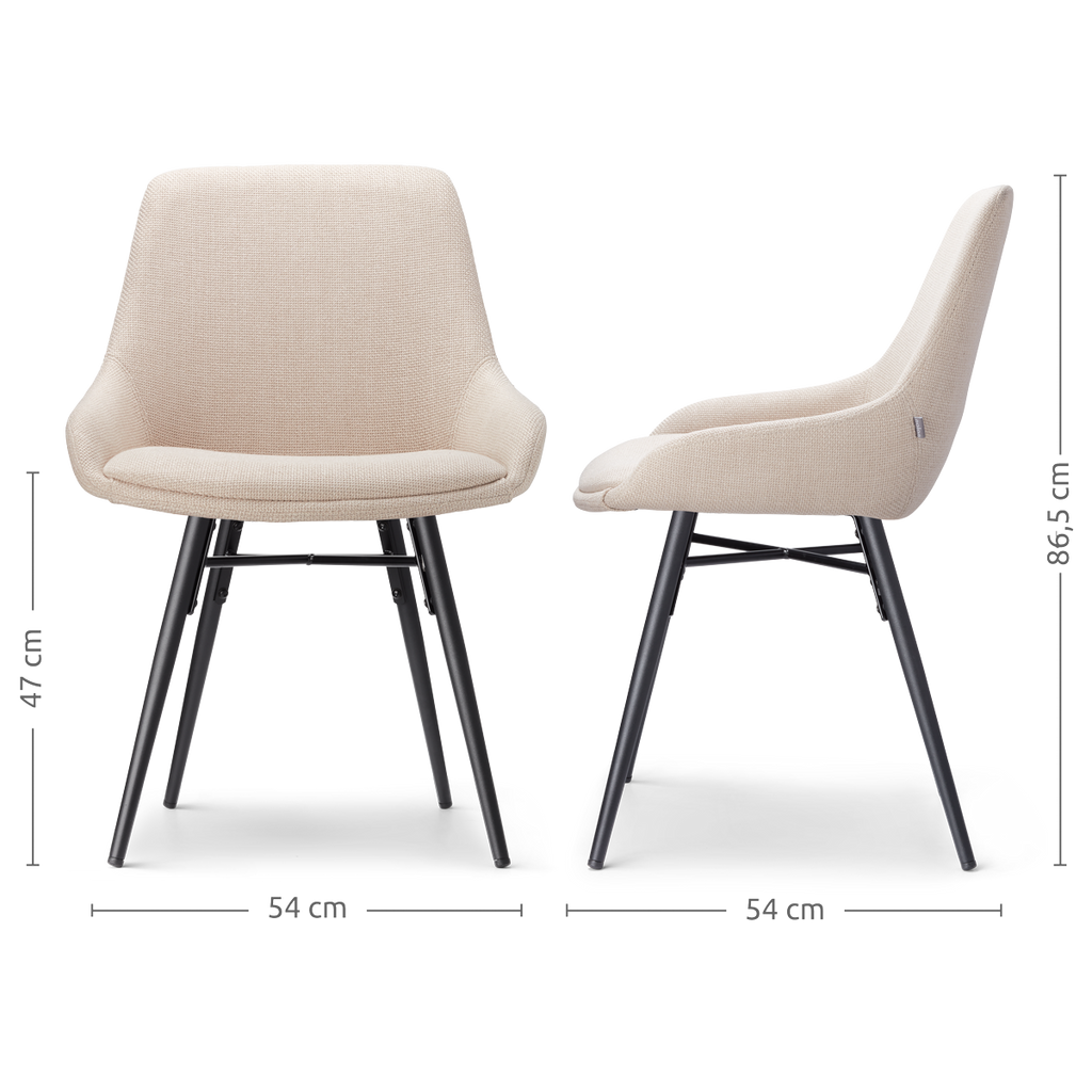 Nena-Isa eetkamerstoel beige - zwart houten onderstel