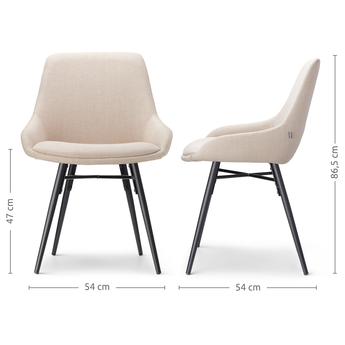 Nena-Isa eetkamerstoel beige - zwart houten onderstel
