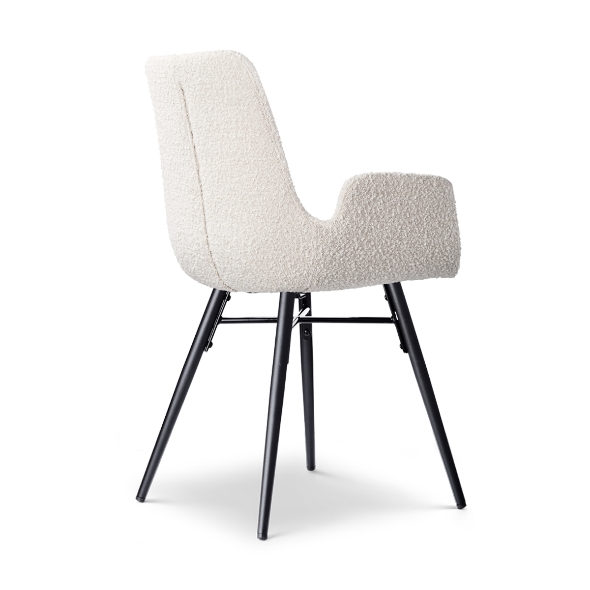 Nena-Eef eetkamerstoel bouclé beige - zwart houten onderstel