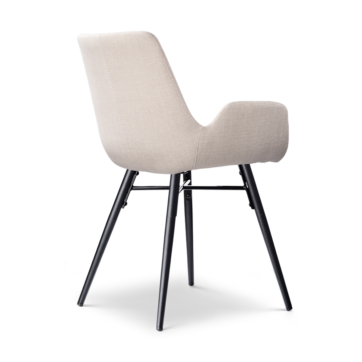 Nena-Eef eetkamerstoel beige - zwart houten onderstel