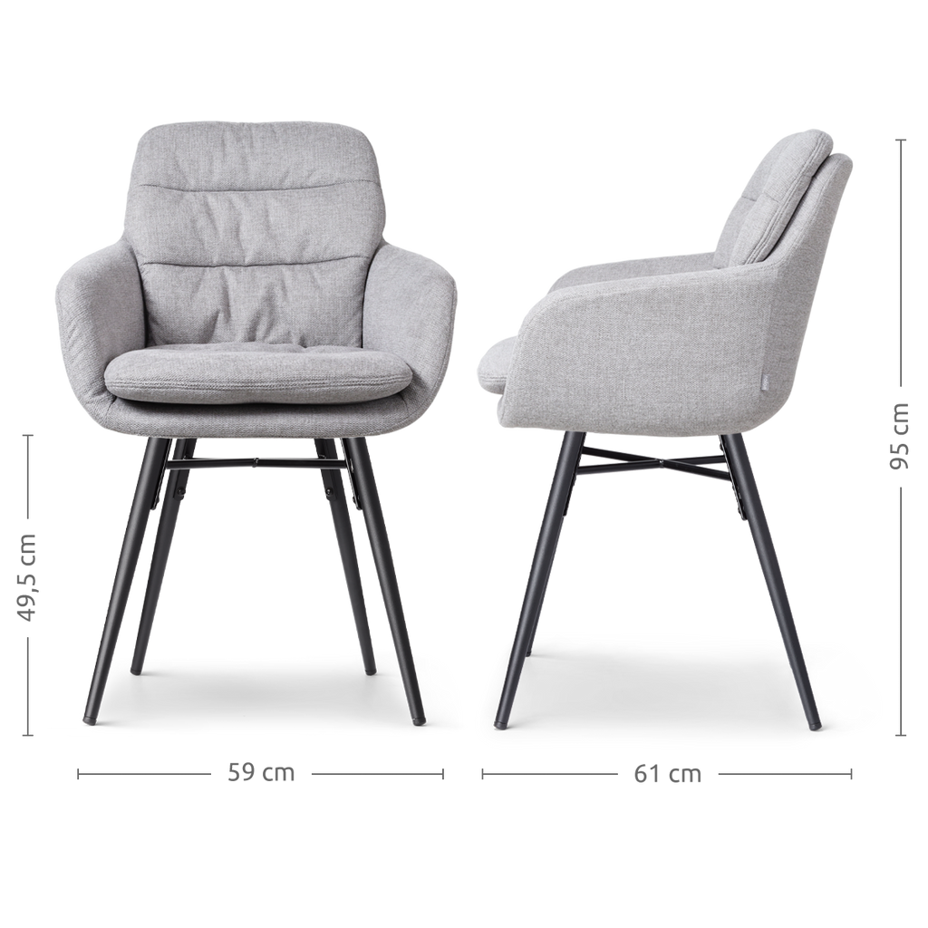 Nena-Mia eetkamerstoel beige - zwart houten onderstel