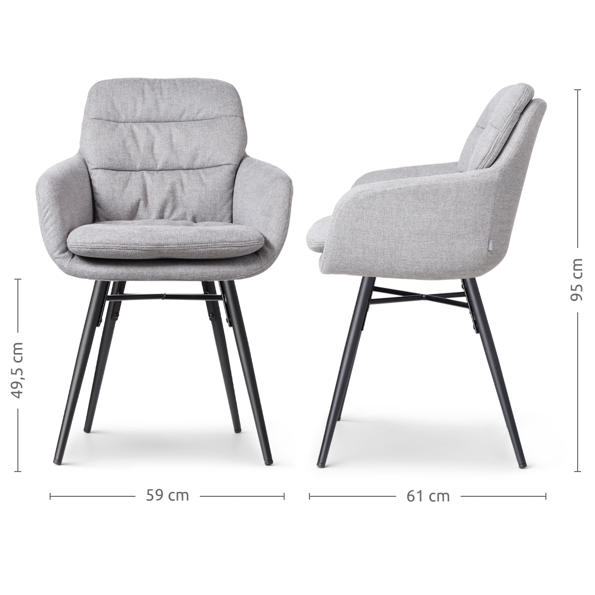 Nena-Mia eetkamerstoel beige - zwart houten onderstel