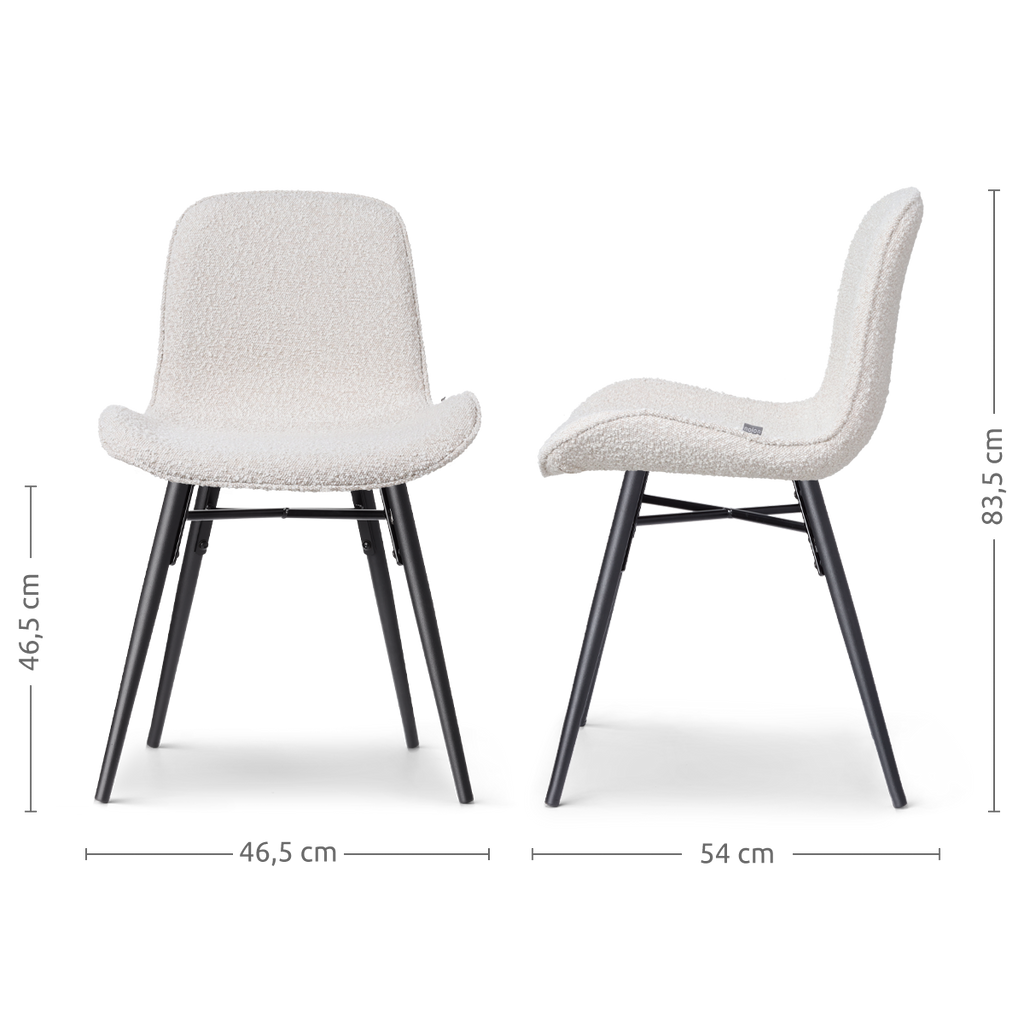 Nena-Fé eetkamerstoel bouclé beige - zwart houten onderstel