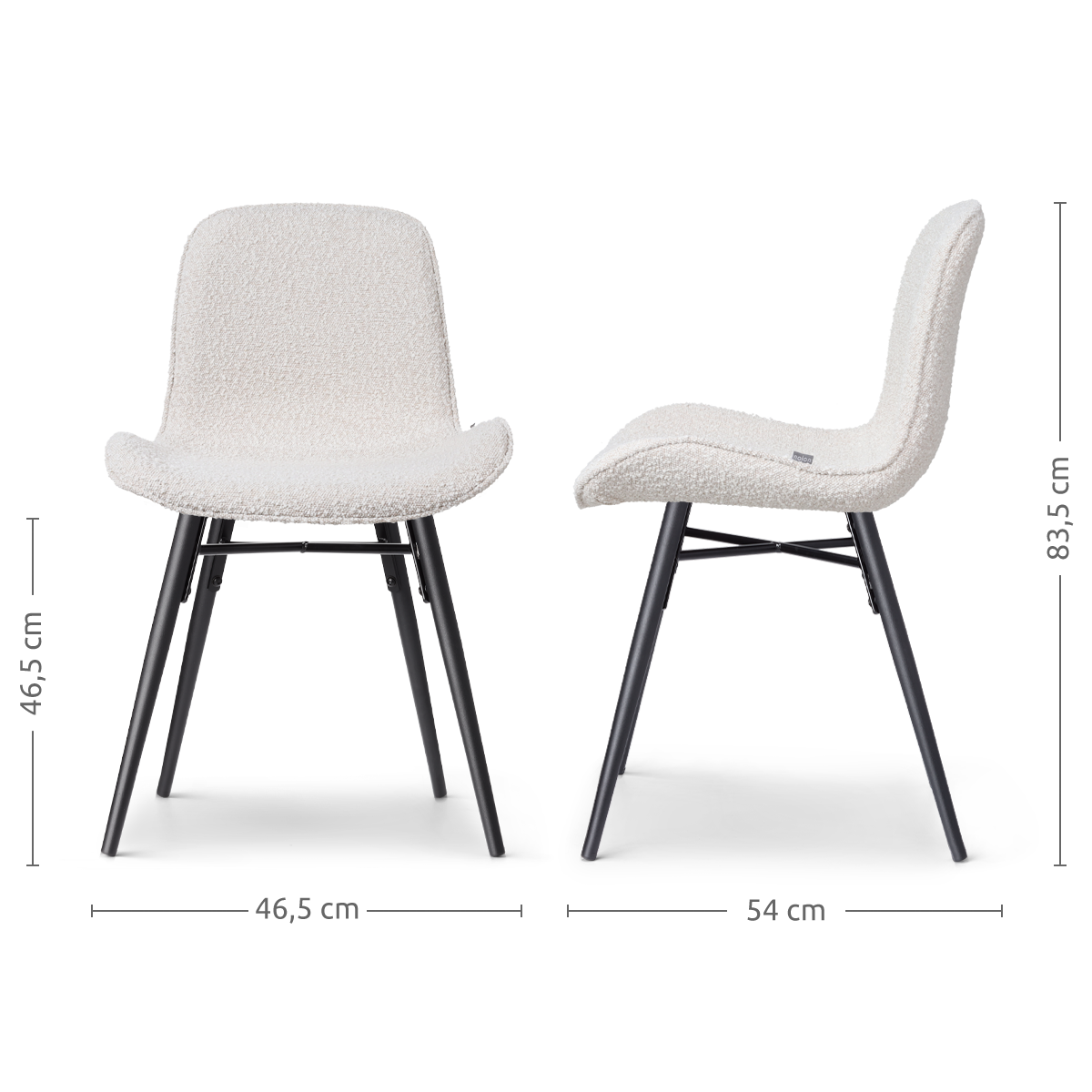 Nena-Fé eetkamerstoel bouclé beige - zwart houten onderstel