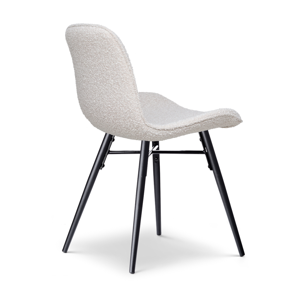 Nena-Fé eetkamerstoel bouclé beige - zwart houten onderstel