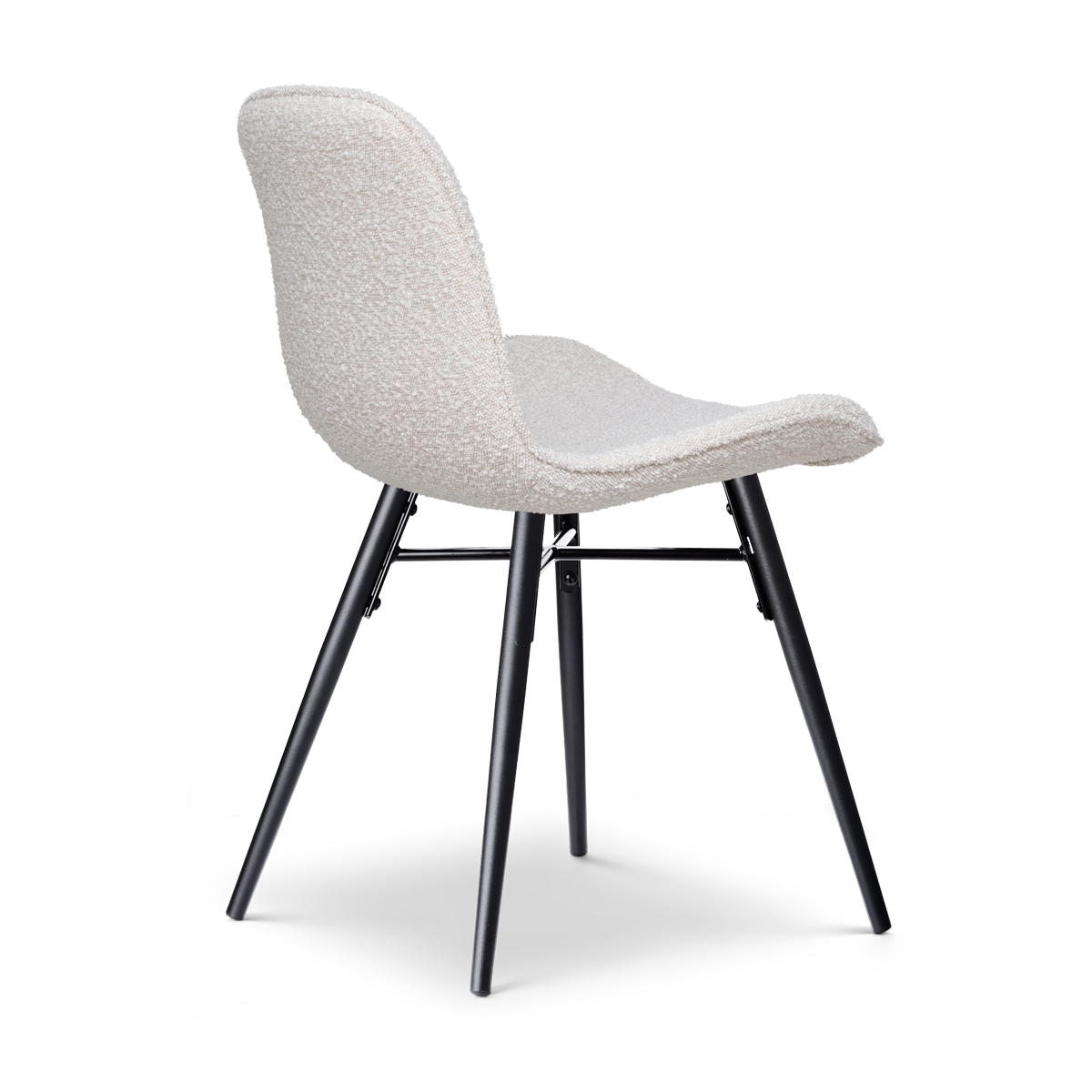 Nena-Fé eetkamerstoel bouclé beige - zwart houten onderstel