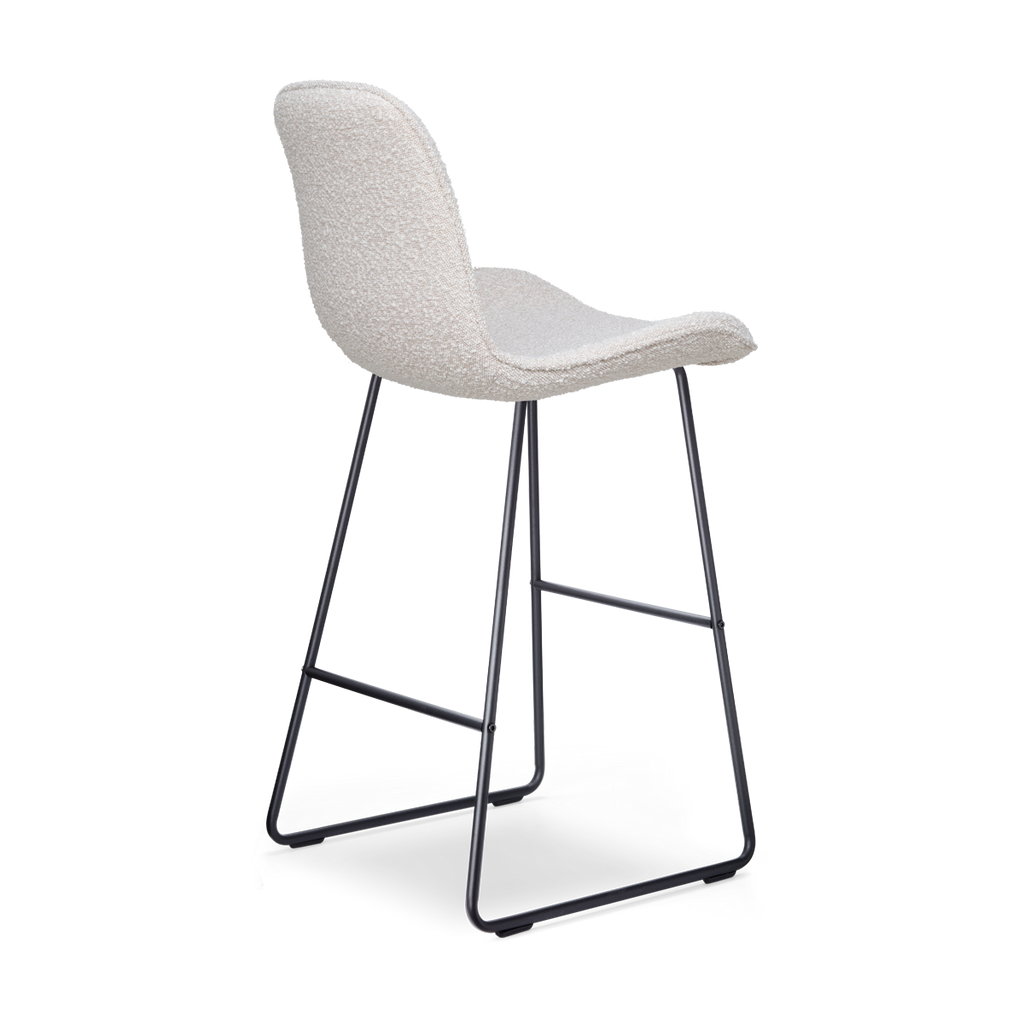 Nino-Fé barkruk bouclé beige - zwart onderstel - 75 cm