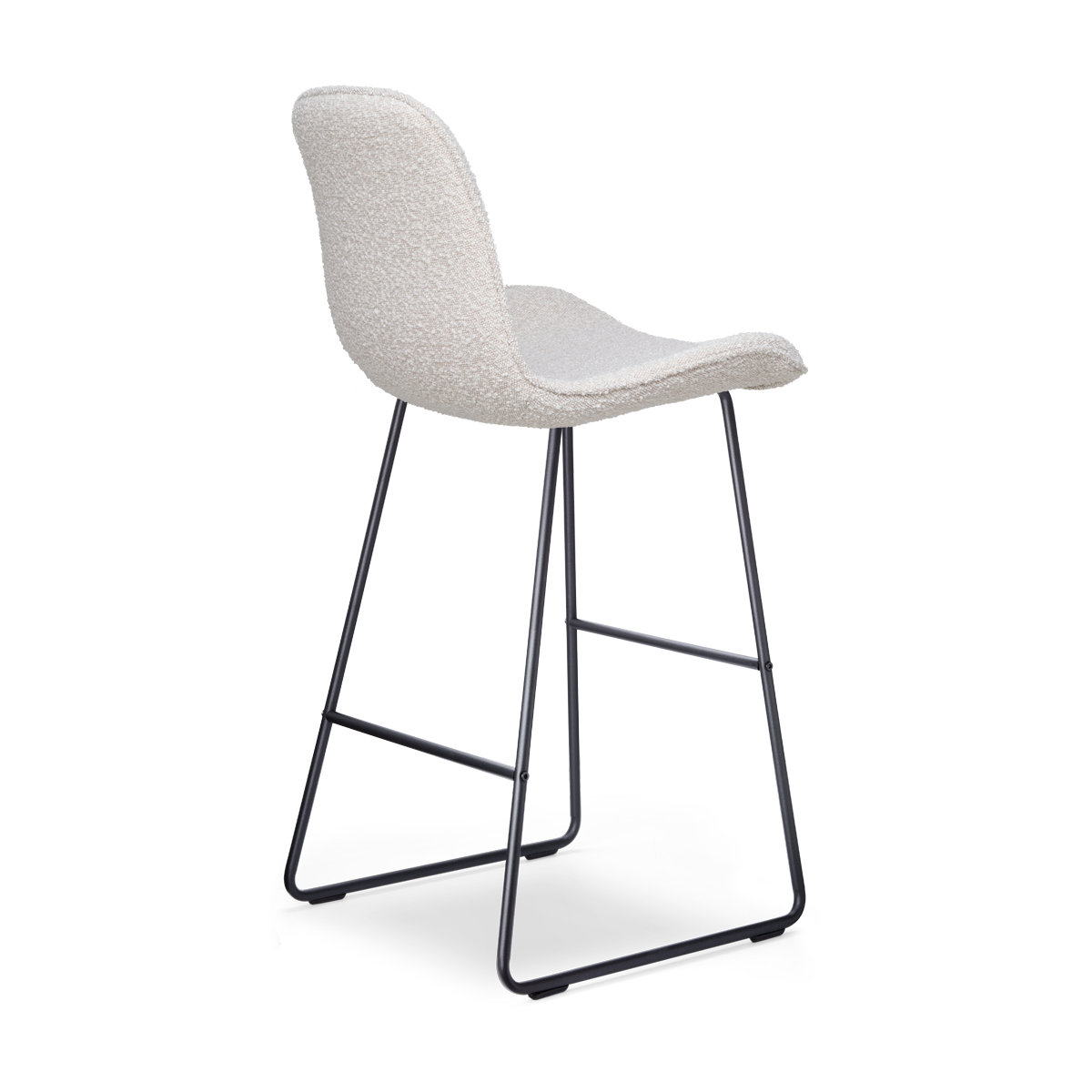 Nino-Fé barkruk bouclé beige - zwart onderstel - 75 cm