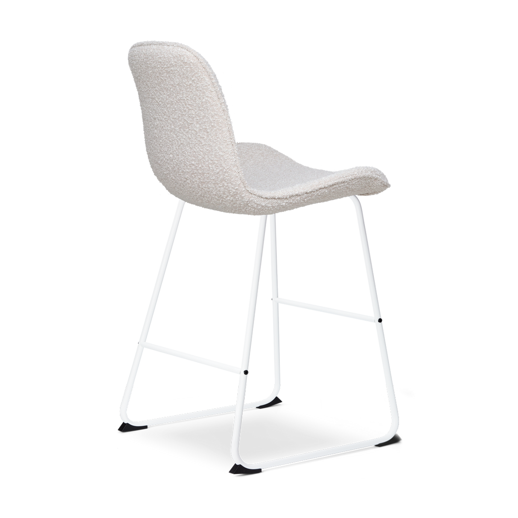 Nino-Fé barkruk bouclé beige - wit onderstel - 65 cm