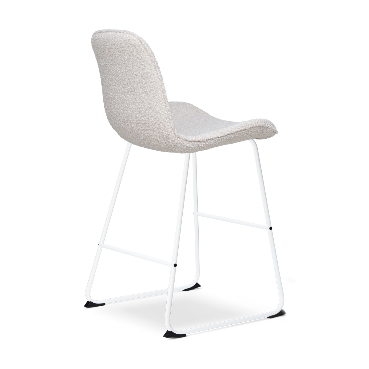 Nino-Fé barkruk bouclé beige - wit onderstel - 65 cm