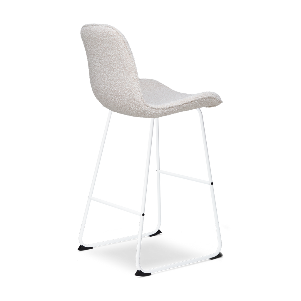 Nino-Fé barkruk bouclé beige - wit onderstel - 75 cm