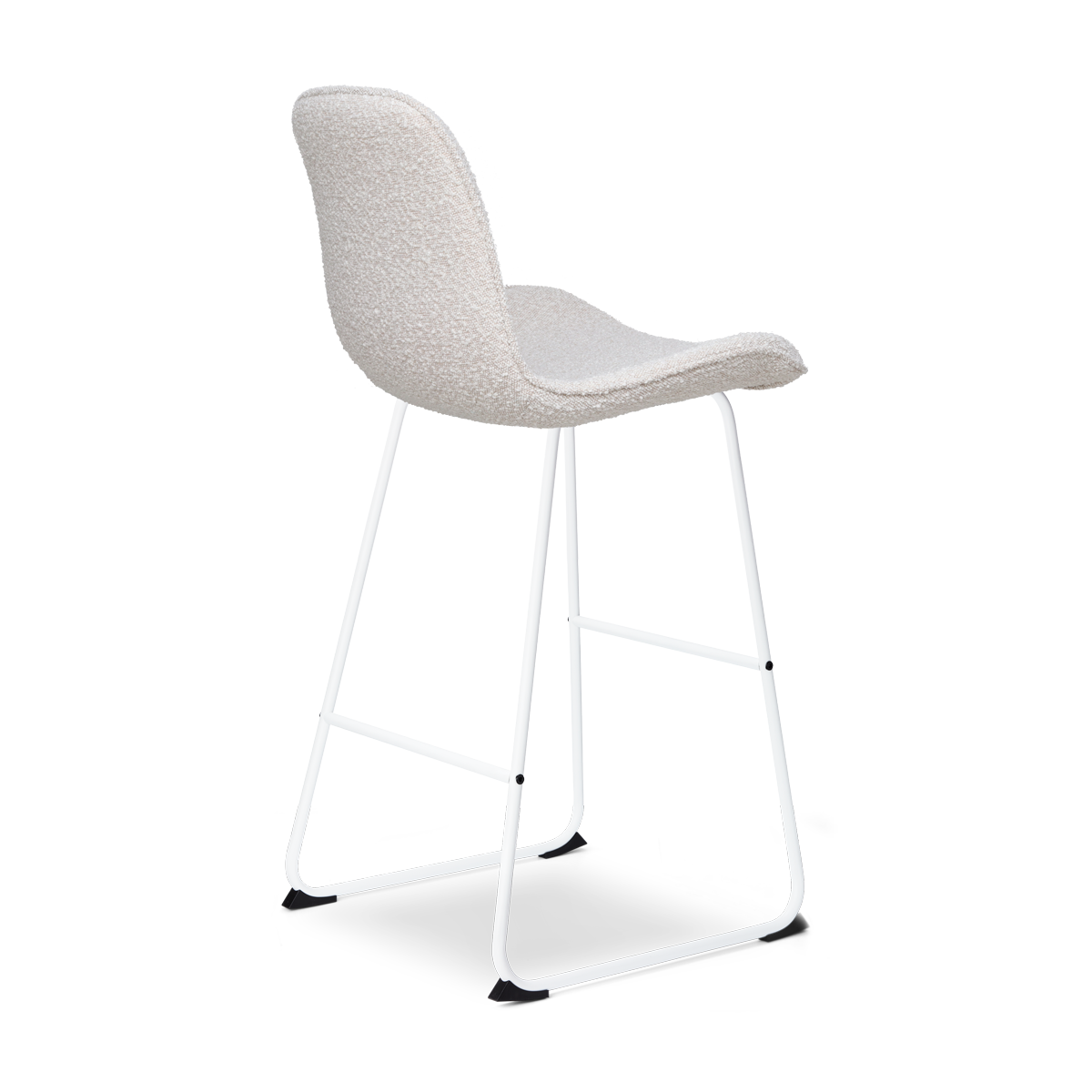 Nino-Fé barkruk bouclé beige - wit onderstel - 75 cm