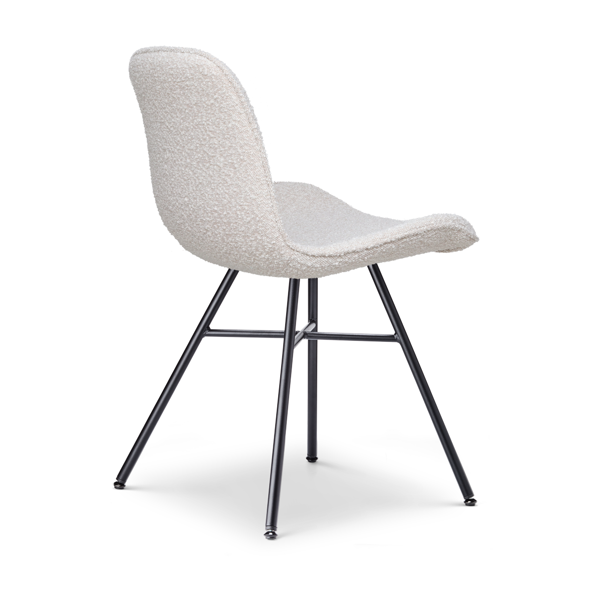 Noa-Fé eetkamerstoel bouclé beige - zwart onderstel