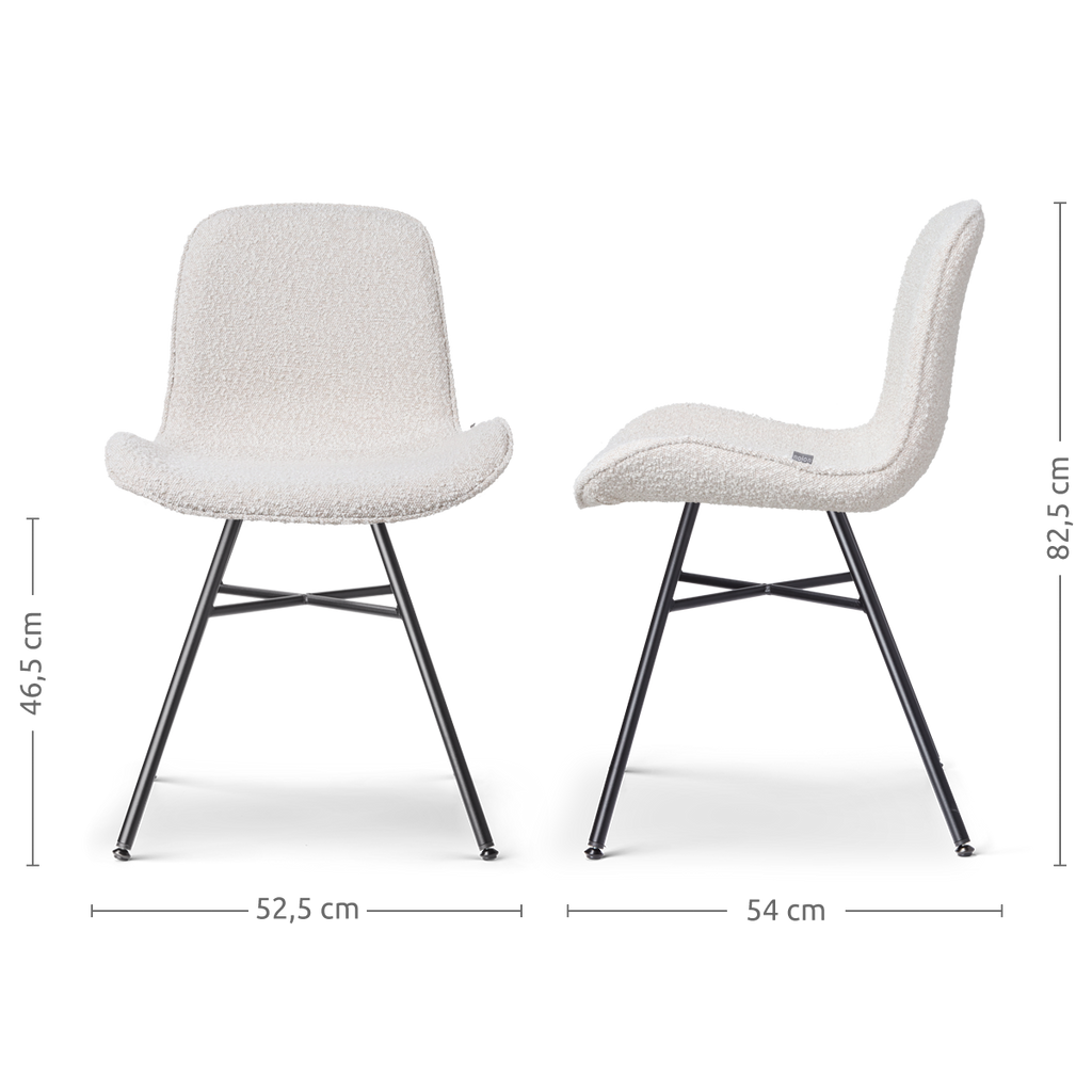 Noa-Fé eetkamerstoel bouclé beige - zwart onderstel