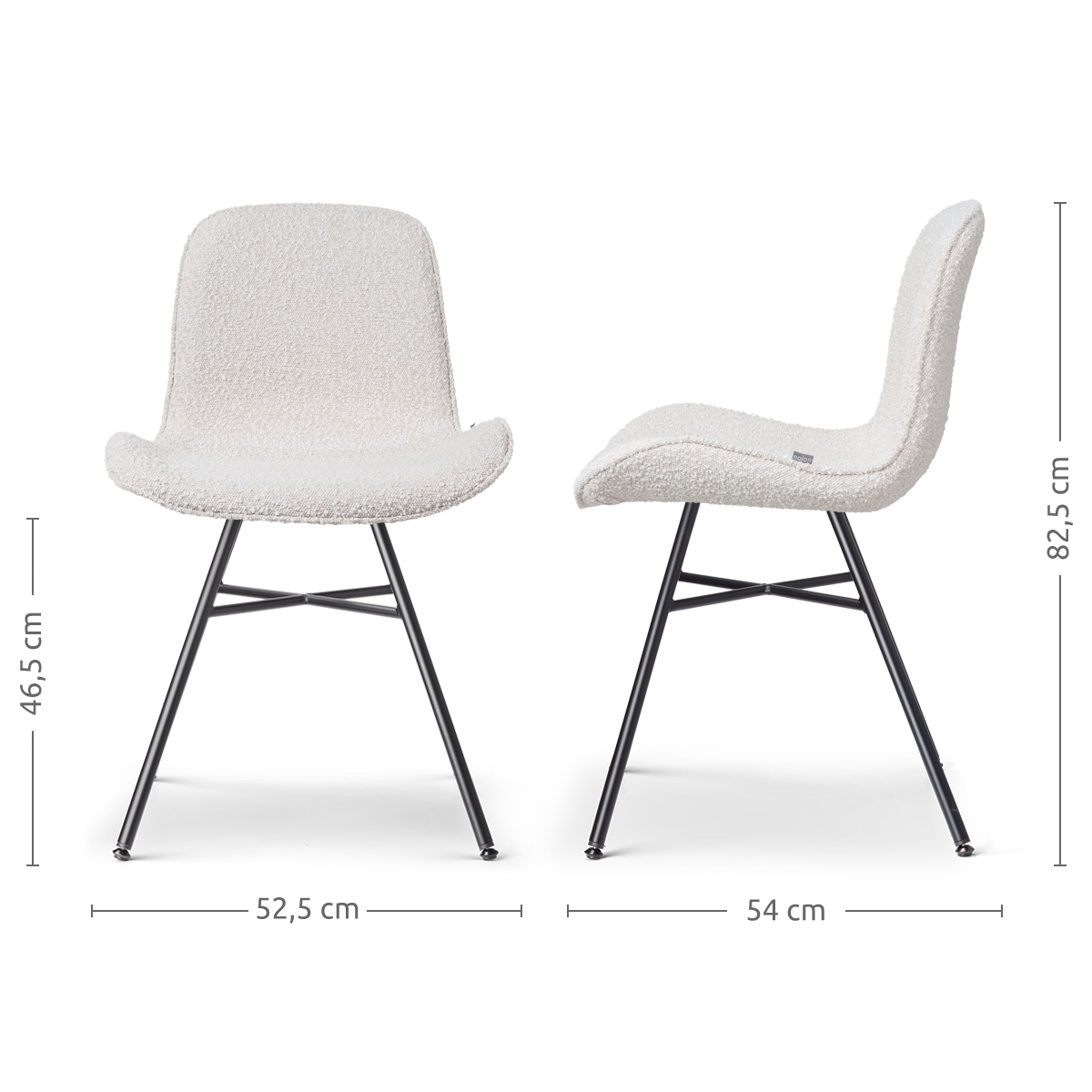 Noa-Fé eetkamerstoel bouclé beige - zwart onderstel