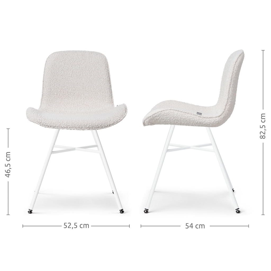 Noa-Fé eetkamerstoel bouclé beige - wit onderstel