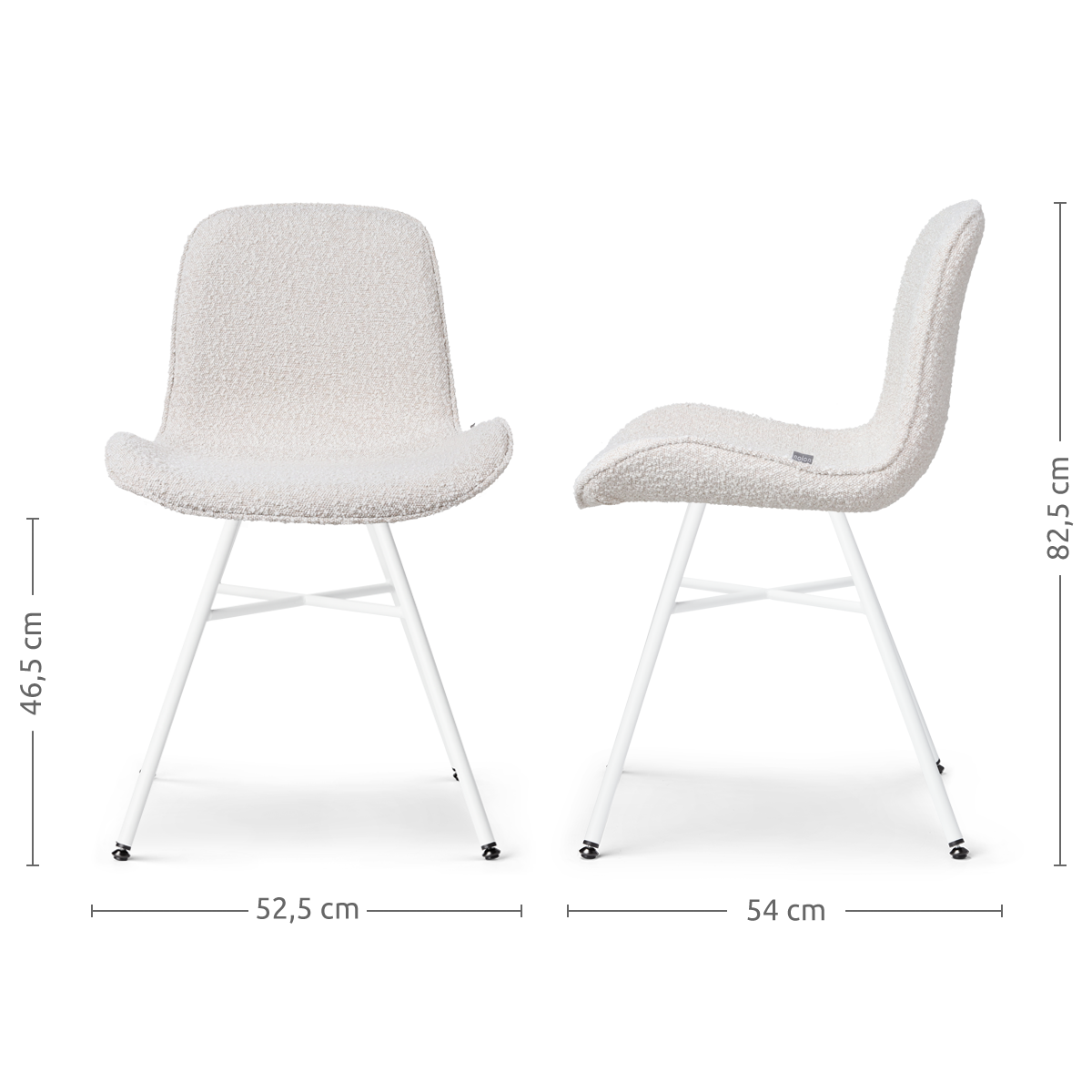 Noa-Fé eetkamerstoel bouclé beige - wit onderstel
