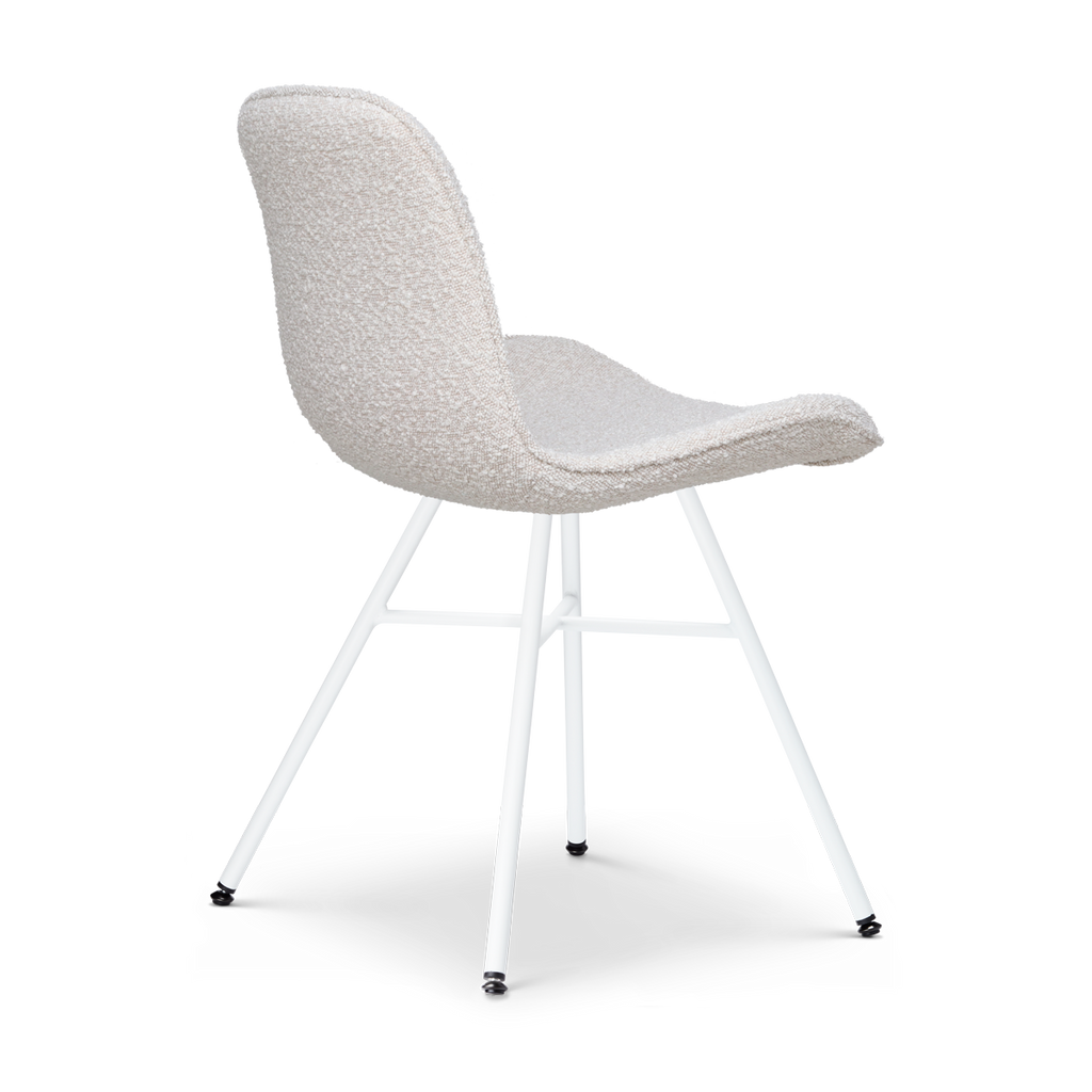 Noa-Fé eetkamerstoel bouclé beige - wit onderstel
