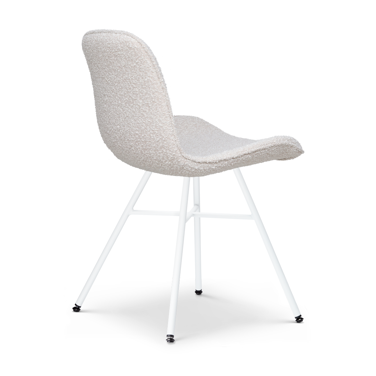 Noa-Fé eetkamerstoel bouclé beige - wit onderstel