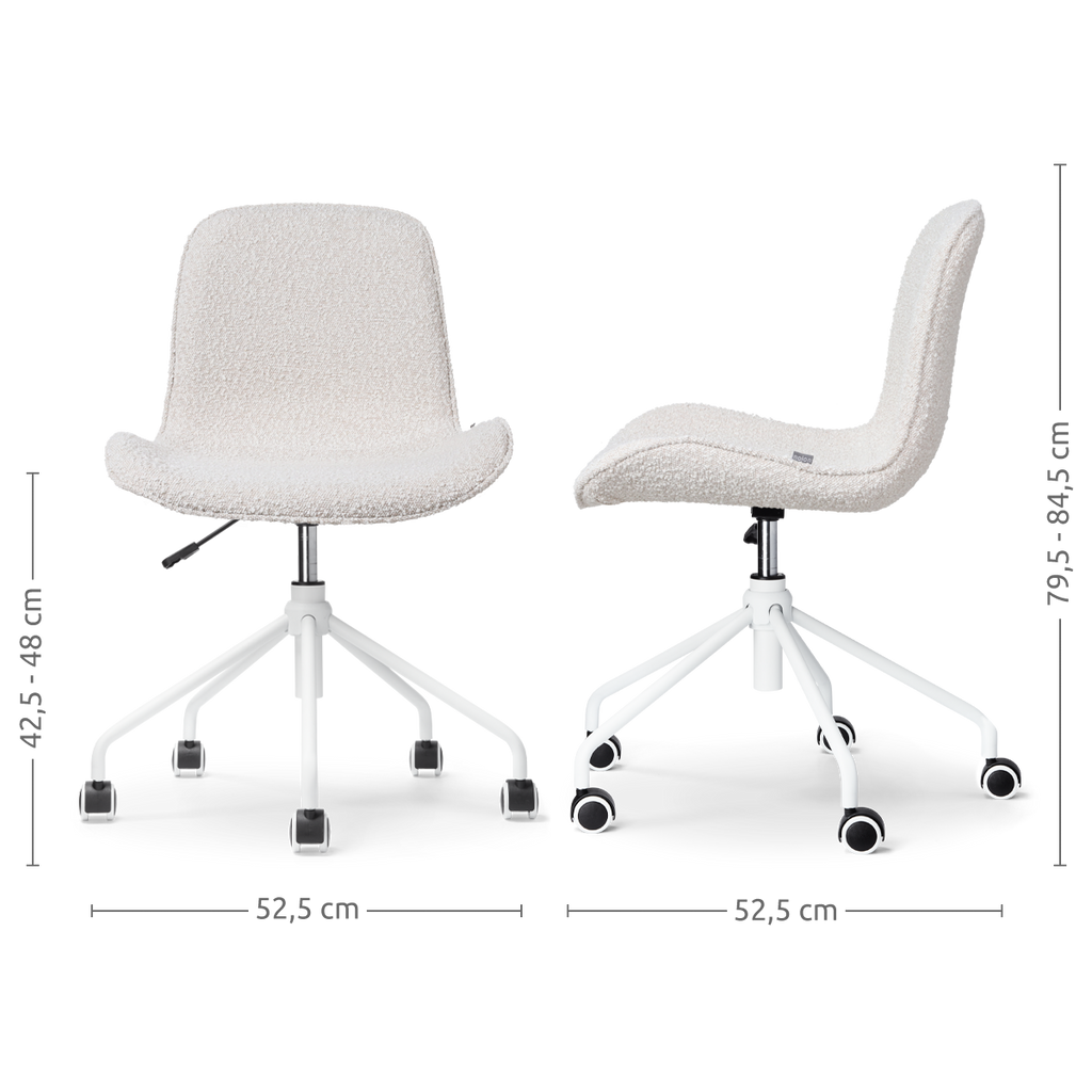 Nout-Fé bureaustoel bouclé beige - wit onderstel