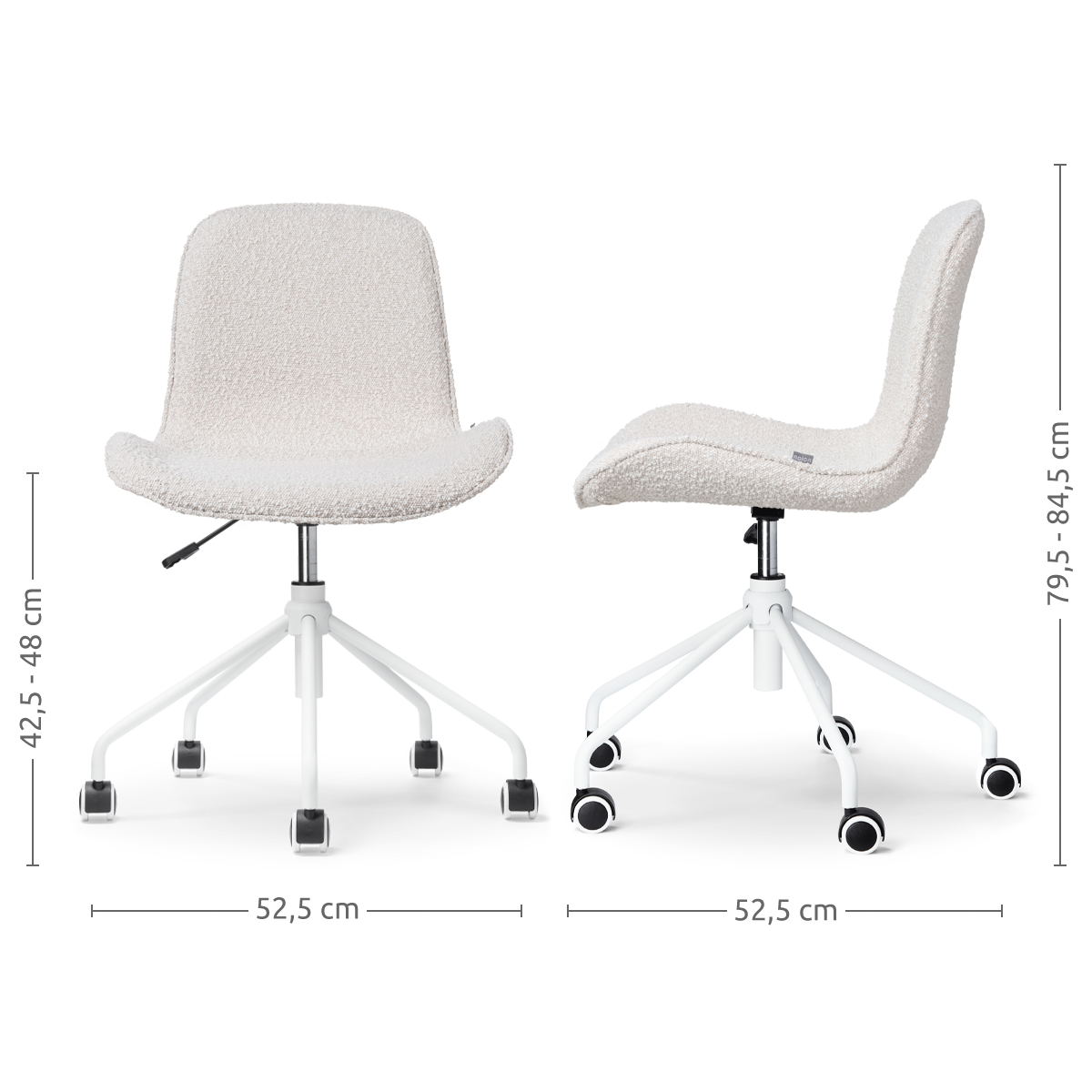 Nout-Fé bureaustoel bouclé beige - wit onderstel