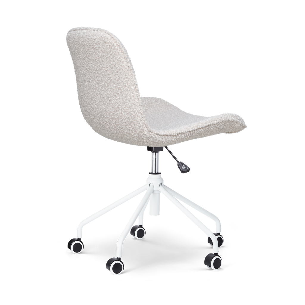 Nout-Fé bureaustoel bouclé beige - wit onderstel