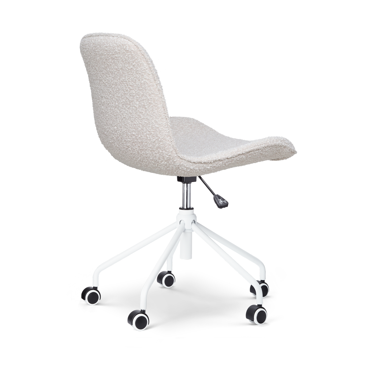 Nout-Fé bureaustoel bouclé beige - wit onderstel