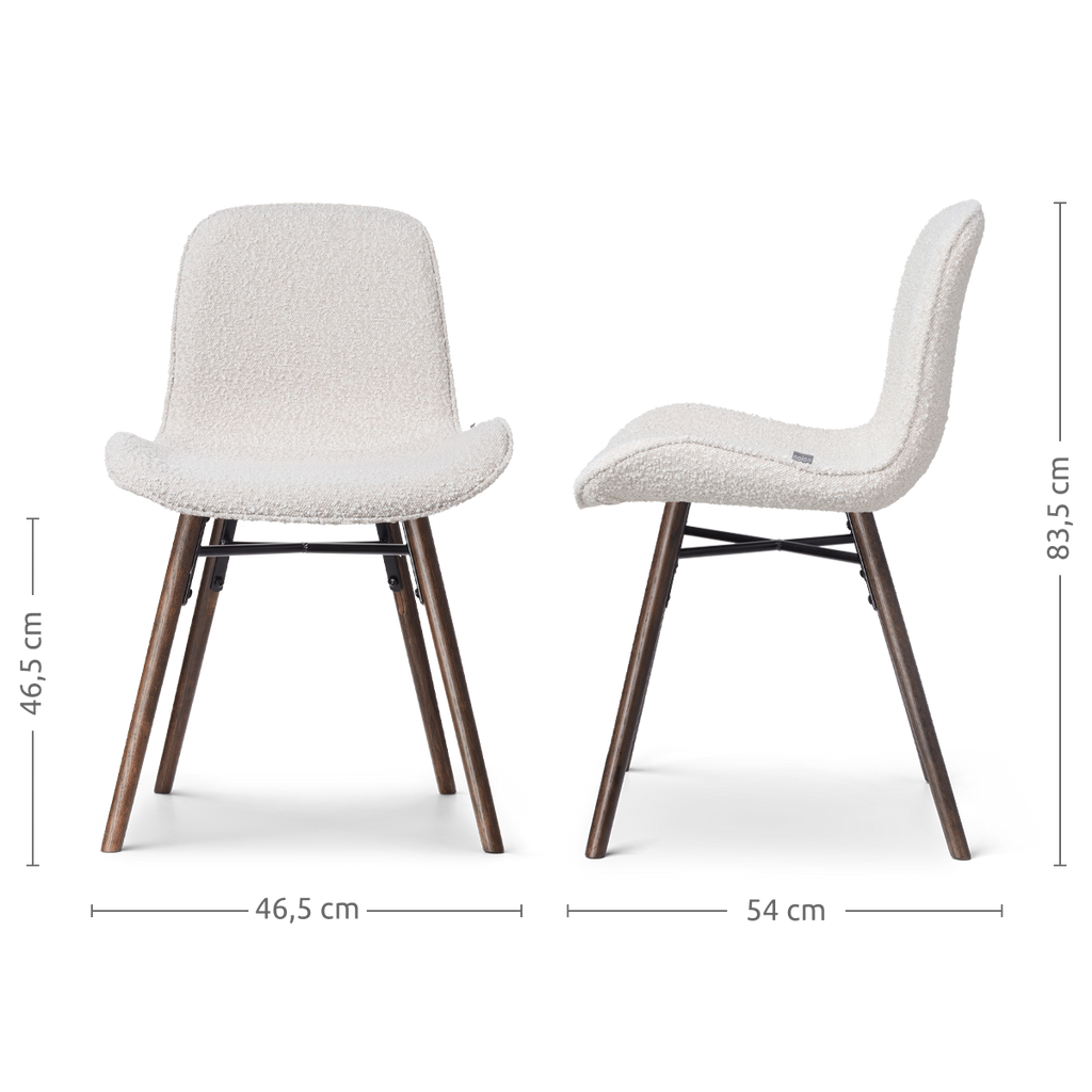 Nena-Fé eetkamerstoel bouclé beige - walnoot houten onderstel
