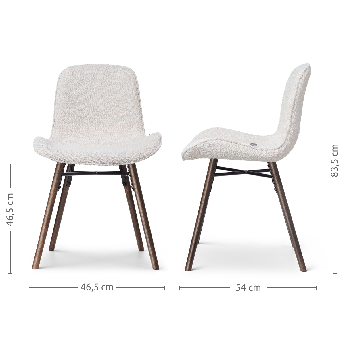 Nena-Fé eetkamerstoel bouclé beige - walnoot houten onderstel