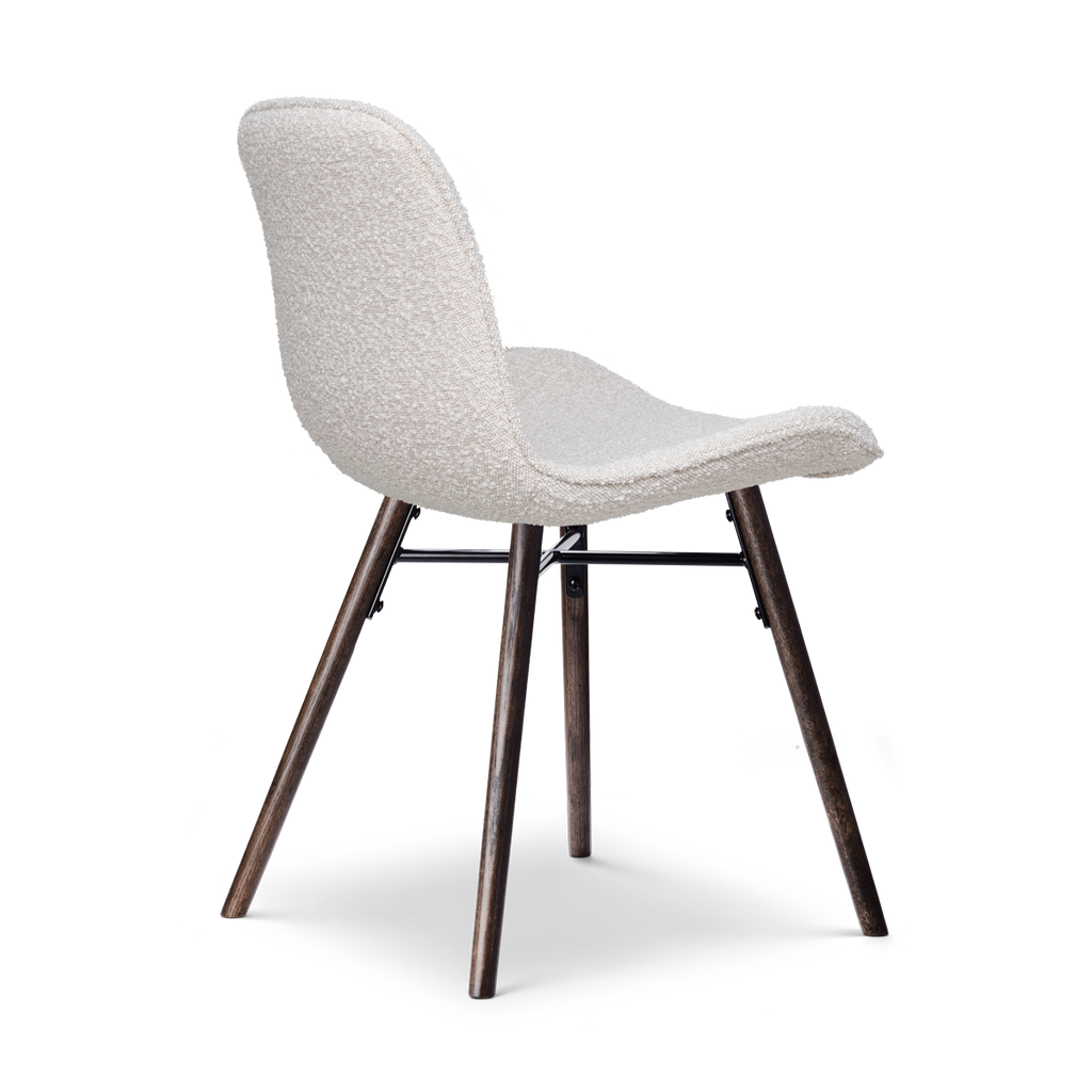 Nena-Fé eetkamerstoel bouclé beige - walnoot houten onderstel