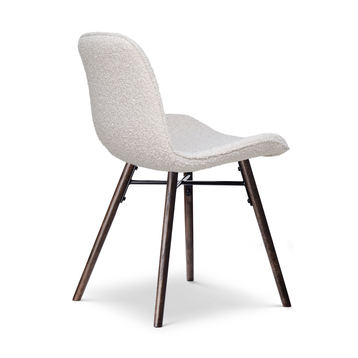 Nena-Fé eetkamerstoel bouclé beige - walnoot houten onderstel