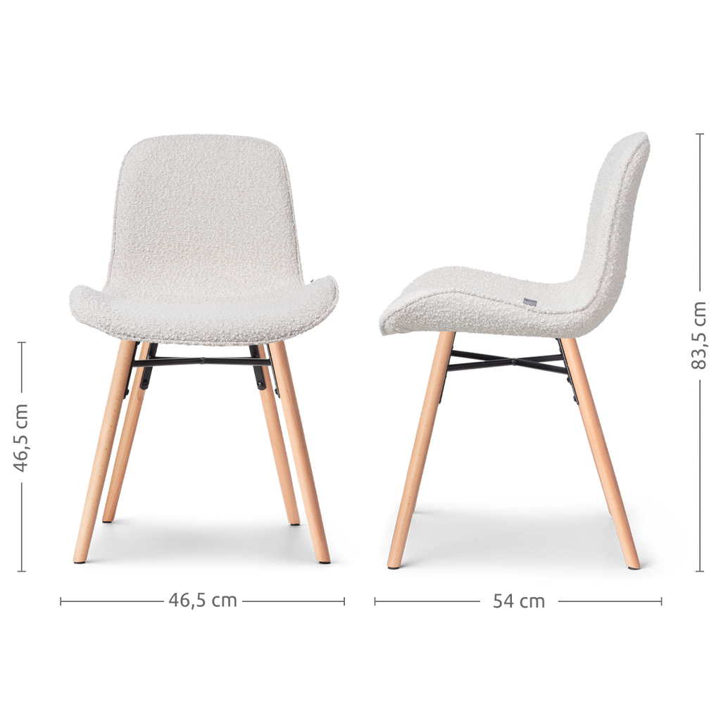 Nena-Fé eetkamerstoel bouclé beige - houten onderstel