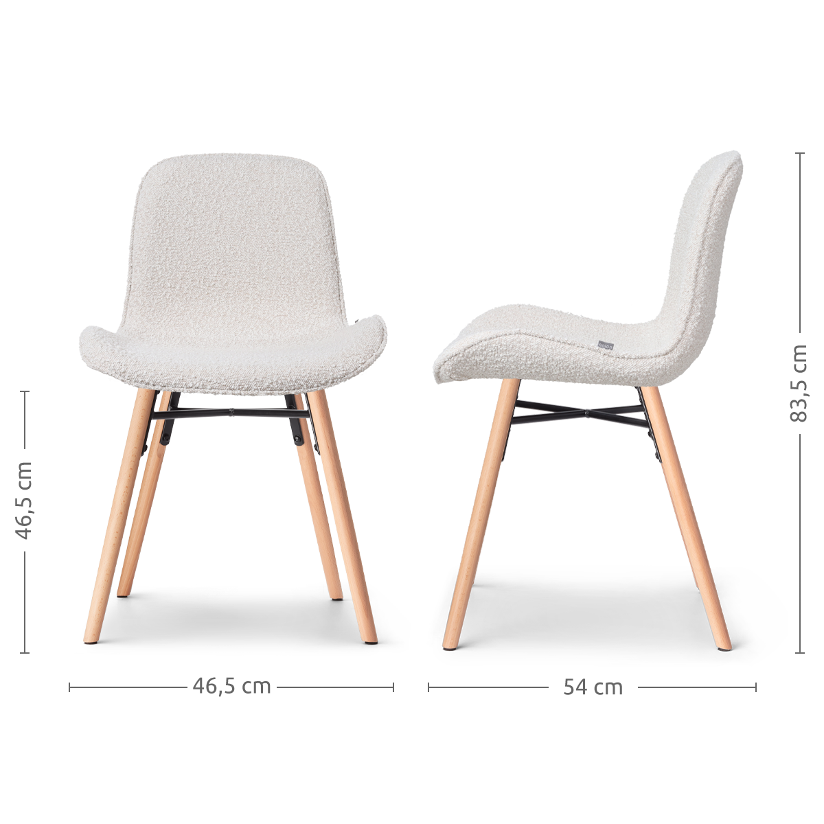 Nena-Fé eetkamerstoel bouclé beige - houten onderstel