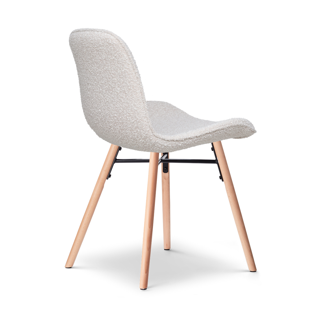 Nena-Fé eetkamerstoel bouclé beige - houten onderstel